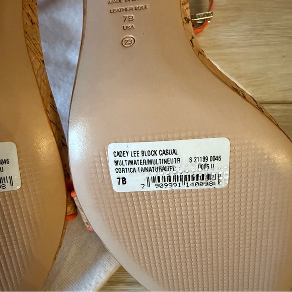 NEW SCHUTZ Cadey Lee Block Casual High Heel Orange Cork Shoes Sandal Strappy 7 - Picture 10 of 12